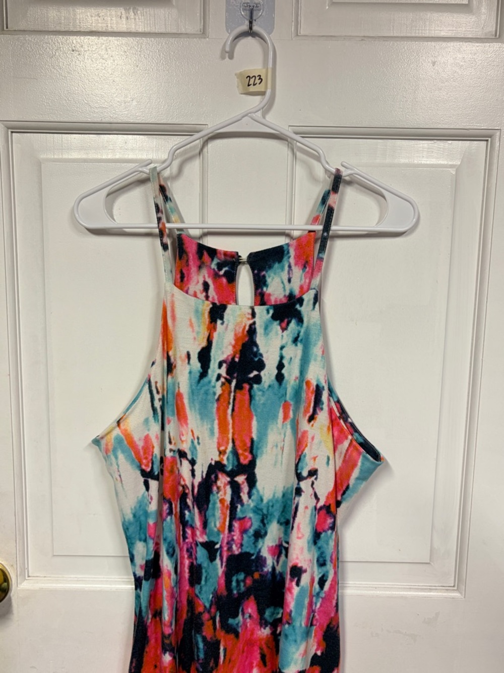 Colorful Abstract Tie-Dye Halter Dress